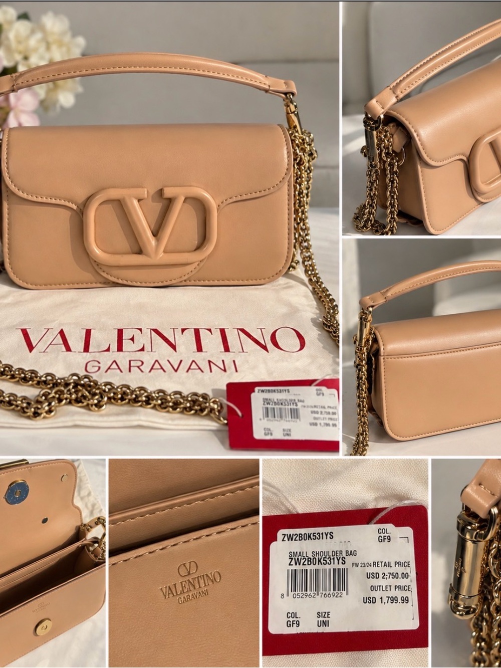 Valentino Garavani Small Shoulder Bag in Beige